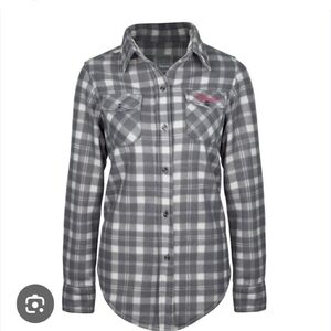 Pilote & Filles Gray & White Plaid Button-Up Shirt/ Fleese. XL